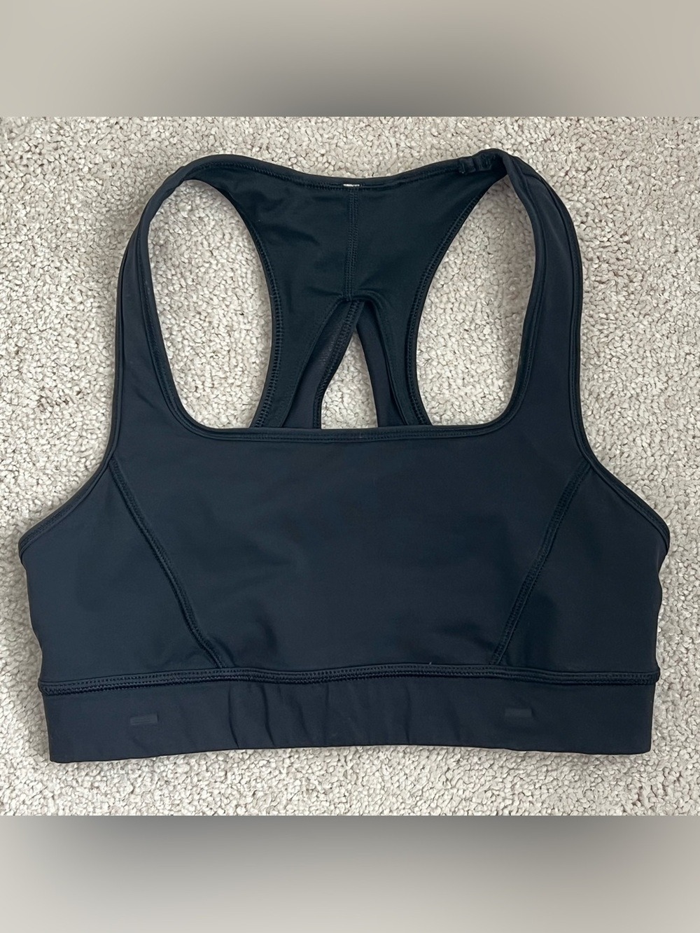 Lululemon Athletica Black Racerback Sports Bra keyhole mesh accents Sz 8